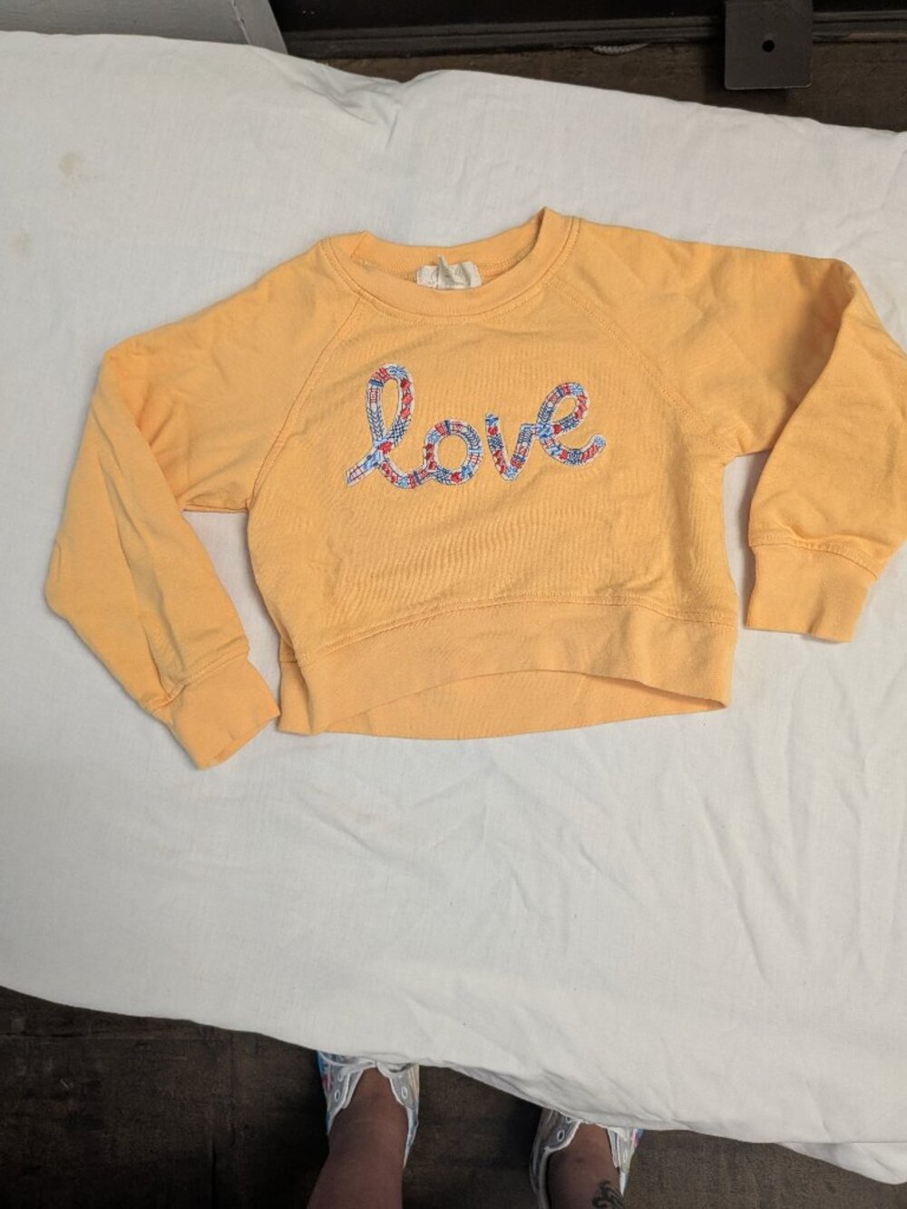 Girls' Peach Pullover Sweatshirt with 'Love' Applique